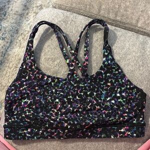 Lululemon Energy Black and Patterned Sports Bra Racerback